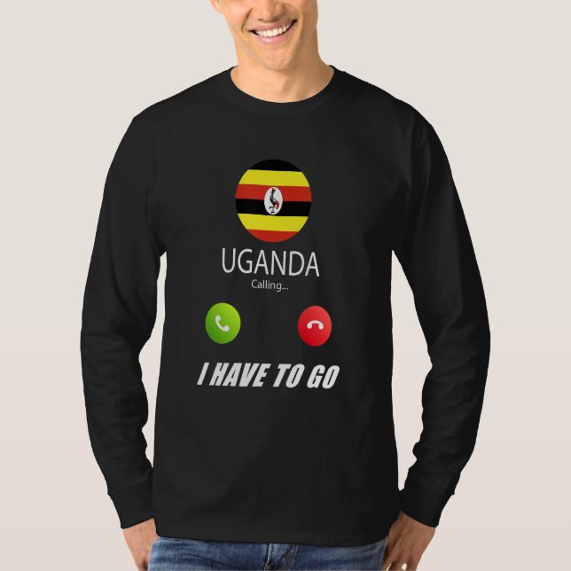 Camiseta Bandeira de Uganda Souvenir Uganda Está Chamando E (Frente)