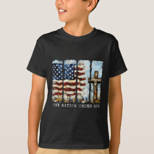Camiseta Bandeira de Uma Nação Sob Deus 4 de Julho Patriota