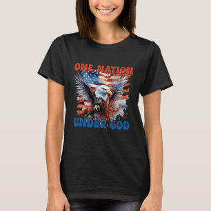 Camiseta Bandeira de Uma Nação Sob Deus 4 de Julho Patrióti