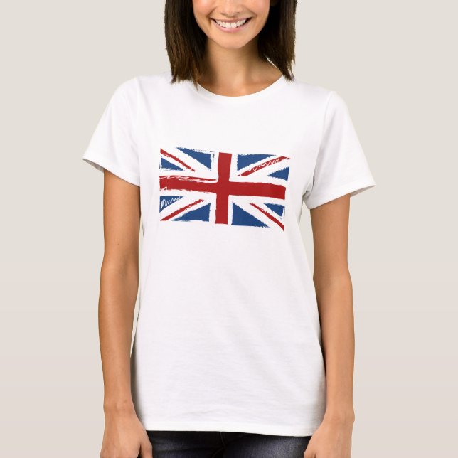 Camiseta Bandeira de Union Jack em Scribbles abstratos (Frente)