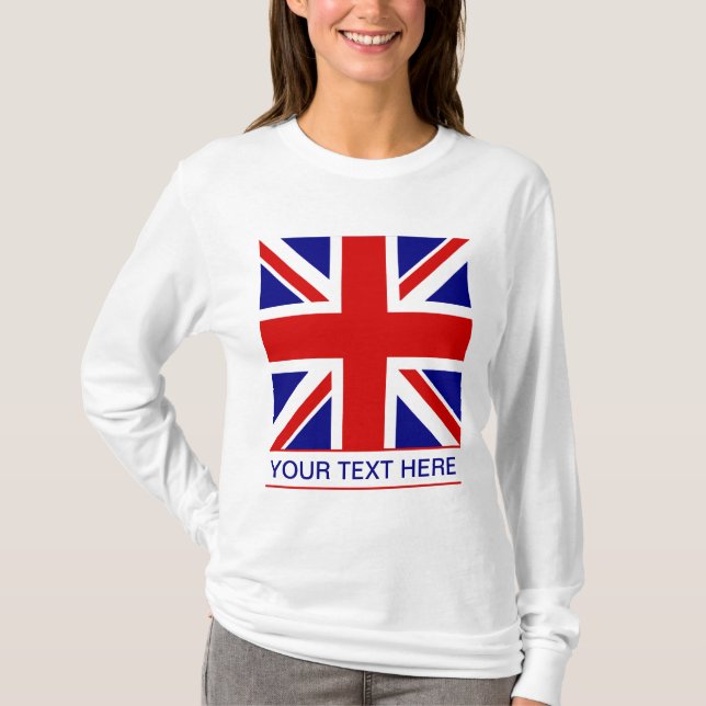 Camiseta Bandeira de Union Jack mais seu texto (Frente)