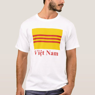 Camiseta Bandeira de Vietnam sul com nome no vietnamita