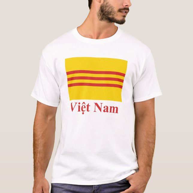 Camiseta Bandeira de Vietnam sul com nome no vietnamita (Frente)