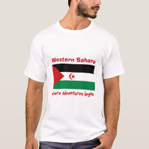 Camiseta Bandeira de Western Sahara + Mapa + T-shirt do