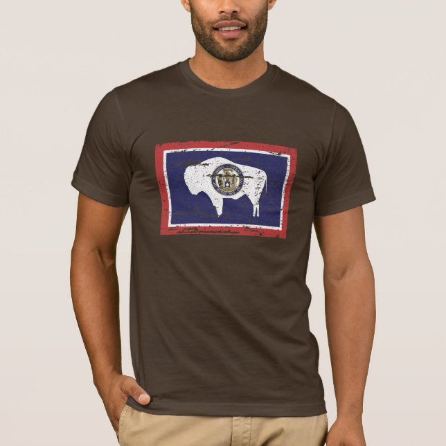 Camiseta Bandeira de WYOMING do vintage (Frente)