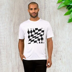 Camiseta Bandeira de Xadrez Preto e Branco Ondulado Corrida
