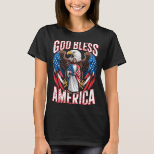 Camiseta Bandeira Deus Abençoa a América Jesus Cristão Águi