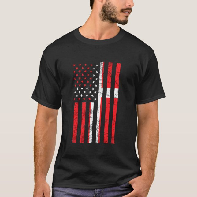 Camiseta Bandeira Dinamarquês Americano (Frente)