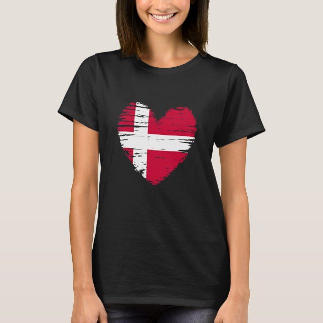 Camiseta Bandeira Dinamarquesa do Coração (Frente)