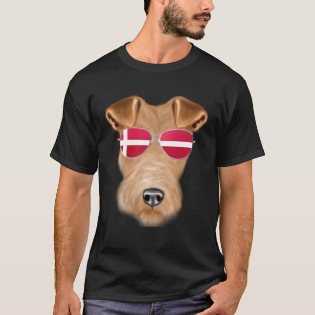 Camiseta Bandeira Dinamarquesa Fox Terrier Dog Denmark Pock (Frente)