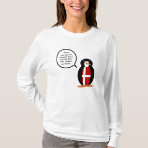 Camiseta Bandeira Dinamarquesa Pinguim Senhorita Personaliz