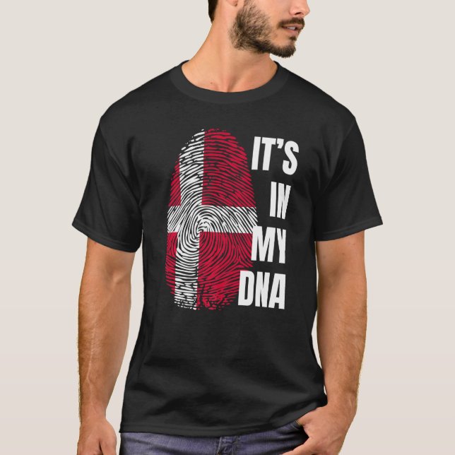 Camiseta Bandeira Dinamarquesa Viking Dna Fingerprint Dinam (Frente)