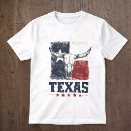 Camiseta Bandeira Distinta do Crânio de Touro Texas Longhor