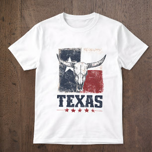 Camiseta Bandeira Distinta do Crânio de Touro Texas Longhor