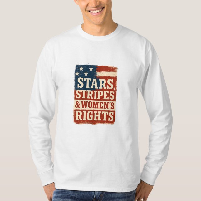 Camiseta Bandeira Distress com Estrelas, Listras e Direitos (Frente)