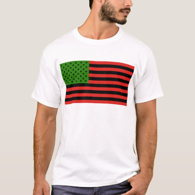 Camiseta Bandeira do afro-americano - preto e verde (Frente)