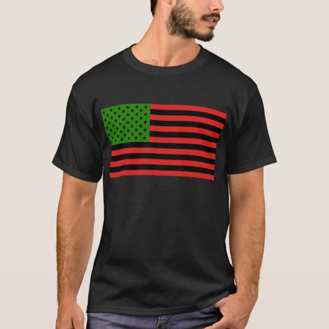 Camiseta Bandeira do afro-americano - preto e verde (Frente)