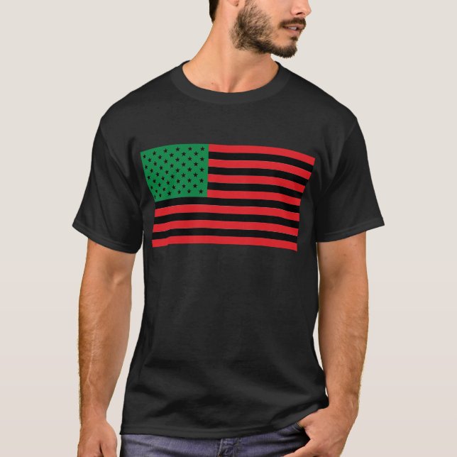 Camiseta Bandeira do afro-americano - preto e verde (Frente)