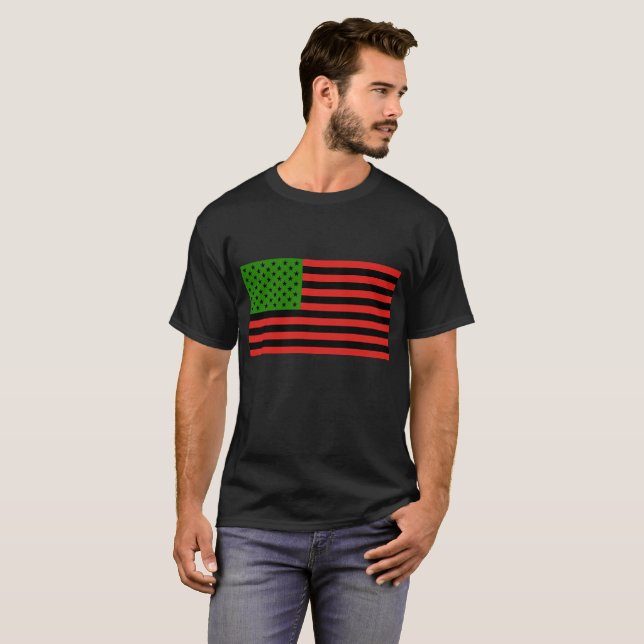 Camiseta Bandeira do afro-americano - preto e verde (Frente Completa)