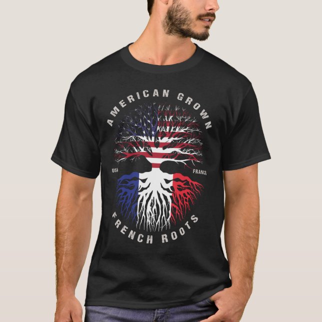 Camiseta Bandeira do American Grown French Roots France (Frente)