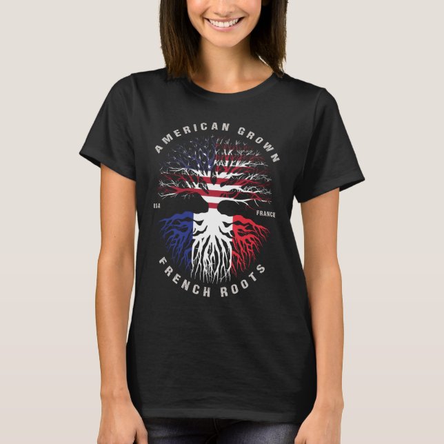 Camiseta Bandeira do American Grown French Roots France (Frente)