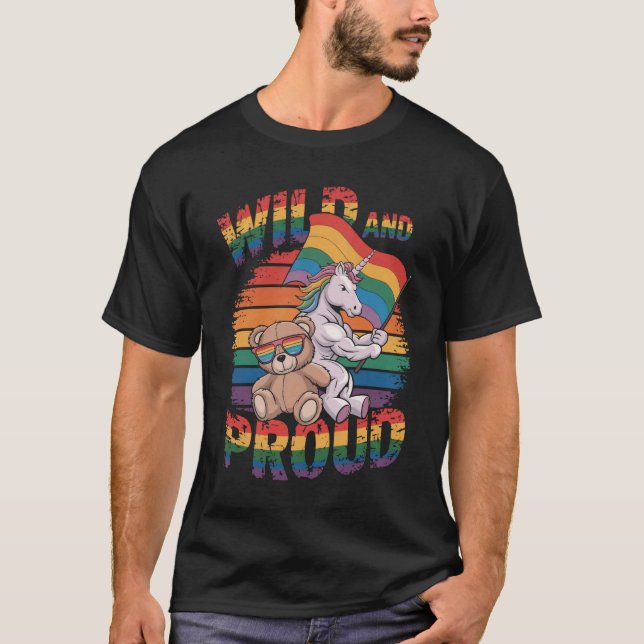 Camiseta Bandeira do arco-íris com unicórnio LGBTQ (Frente)