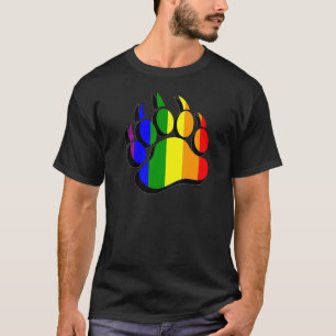 Camiseta Bandeira do arco-íris da pata do urso gay