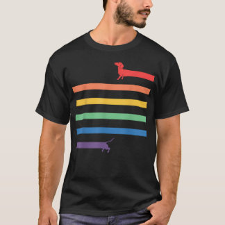 Camiseta Bandeira do Arco-íris do Dachshund do Orgulho Gay