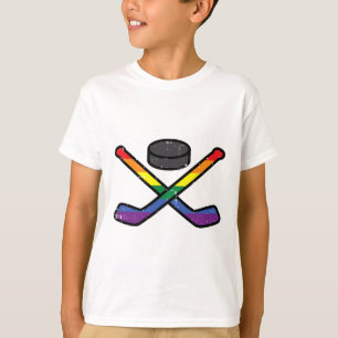 Camiseta Bandeira do Arco-íris do Hóquei no Gelo Orgulho Ga