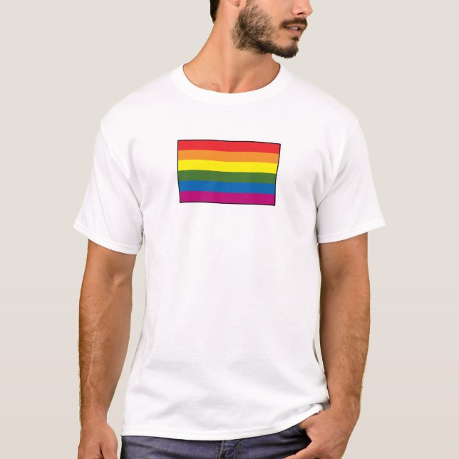 Camiseta Bandeira do arco-íris do orgulho gay (Frente)