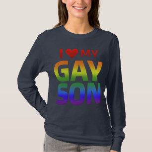 Camiseta Bandeira do arco-íris do Orgulho Gay Eu amo meu fi