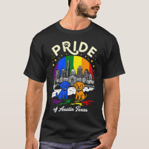 Camiseta Bandeira do Arco-íris dos Cães da Cidade de Austin