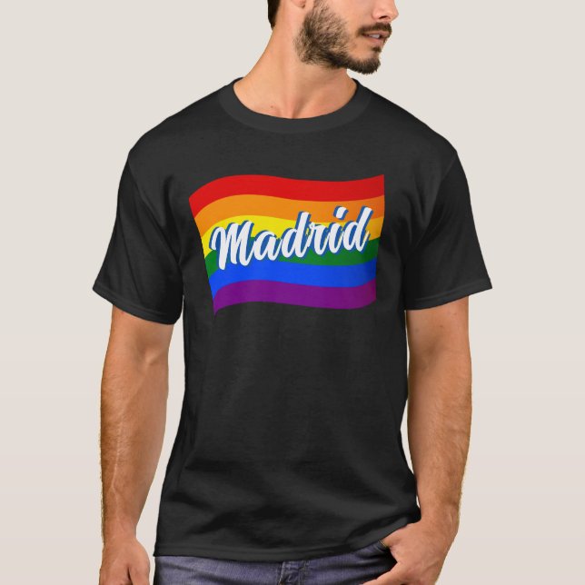 Camiseta Bandeira do arco-íris Espanha Orgulho gay LGBTQ (Frente)