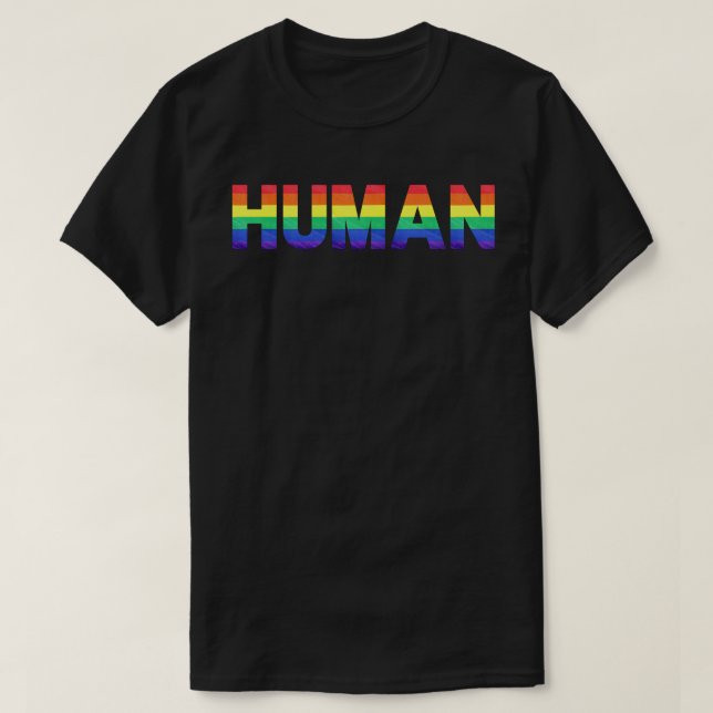 Camiseta Bandeira do arco-íris HUMANO (LGBT) (Frente do Design)