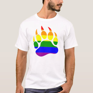 Camiseta Bandeira do Arco-íris Legal da Pata do Urso Gay