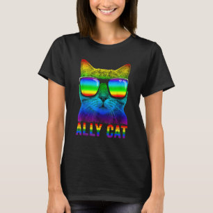 Camiseta Bandeira do Arco-íris Orgulho Aliado Gato LGBT Gay