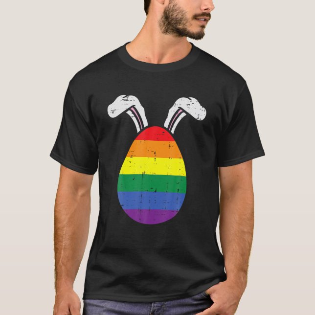 Camiseta Bandeira do arco-íris Páscoa de Orgulho gay de coe (Frente)