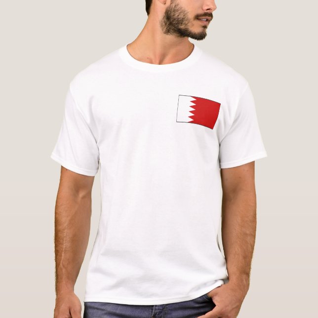 Camiseta Bandeira do Bahrein e Mapa de T-Shirt (Frente)