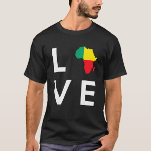 Camiseta Bandeira do Benim Amor África Silhueta do Continen