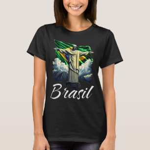 Camiseta Bandeira do Brasil Cristo Redentor Homens Mulheres