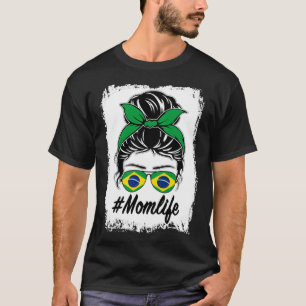 Camiseta Bandeira do Brasil Mãe Brasileira Coque Desarrumad