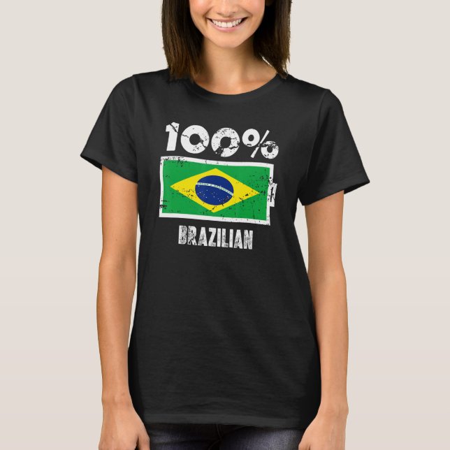 Camiseta Bandeira do Brasil suporta 100 baterias de energia (Frente)
