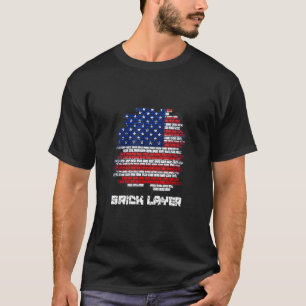 Camiseta Bandeira do Bricklayer Patriótica Americana Masonr