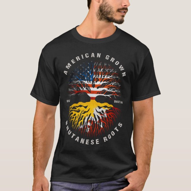 Camiseta Bandeira do Butão Americano Cultivo (Frente)