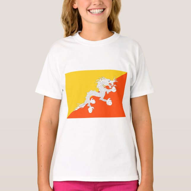 Camiseta Bandeira do Butão (Butão) (Dragão Thunder) (Frente)