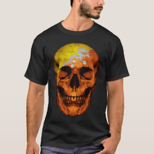 Camiseta Bandeira do Butão Caveira Bhutanês Raízes Orgânica
