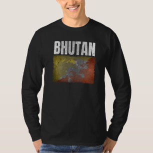 Camiseta Bandeira do Butão em Descanso Gráfico para Homens 