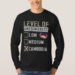 Camiseta Bandeira do Camboja Cambojanos Nível de Incrível