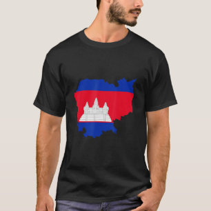 Camiseta Bandeira do Camboja nos contornos do Camboja