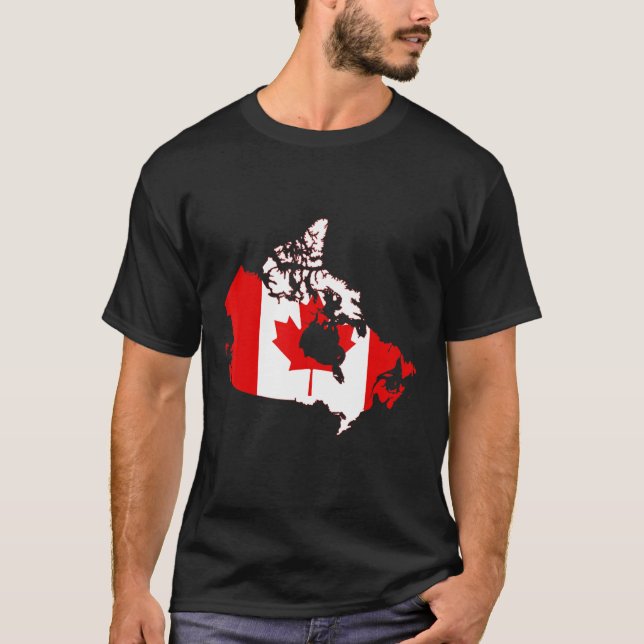 Camiseta Bandeira do Canadá contorna Canadá (Frente)